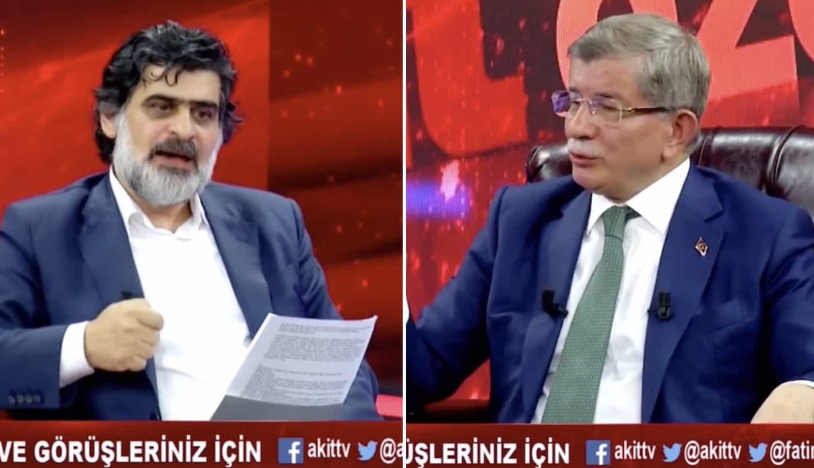 CANLI YAYINDA DAVUTOĞLU İLE AKİT YAZARI ARASINDA KAVGA