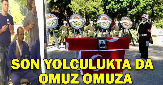 ŞEHİTİ OMUZ OMUZA ÇARPIŞTIĞI YARALI SİLAH ARKADAŞLARI UĞURLADI